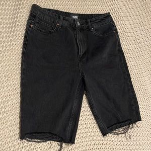 Paige Long Black Denim Shorts